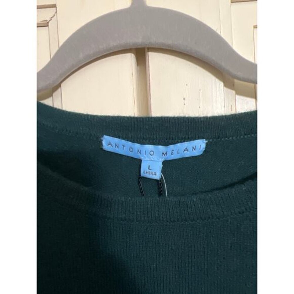NWT Antonio Melani size large dark green cashmere sweater bell sleeves - Picture 3 of 6